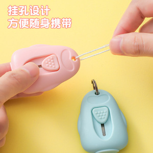 Mini Utility Knife Paper Cutter Spring Loaded Portable For Students Office Use 0.1 Mm Accuracy ABS Material Blue White - Product Image 3