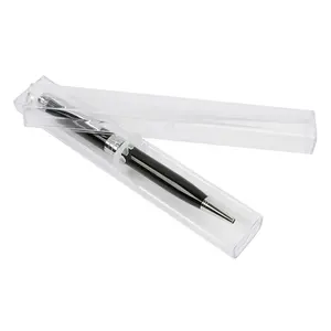 מכירה חמה בסיטונאי קלאסי שקוף מחזיק עט יחיד מארז עט מתנת קידום מכירות מצגת במלאי טוב ללוגו מותאם אישית PKG002