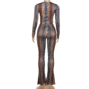 Neues Schlangenmuster 2-teiliges Set Damen Trainingsanzug Eng Anliegende Crop Tops+Leggings Passende Stretch-Outfits - Product Image 4