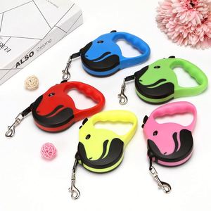 Laisse de chien rétractable automatique en nylon - Robuste pour chiens de petite/moyenne taille - Motif uni - Voyage en plein air - Promenade - Randonnée - Product Image 3