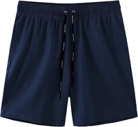 Celana Pendek Pantai Pria Motif Garis, Bahan Bernapas Cepat Kering, Ramah Lingkungan, Stretch Empat Arah, Ukuran Besar, Kasual