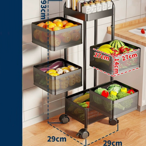 Étagère de rangement rotative pour légumes de cuisine, panier rectangulaire multi-niveaux en acier au carbone pour fruits et légumes - Product Image 5
