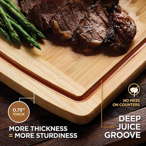 Durable Bamboo Chopping Board for <b>Kitchen</b> Prep Serving and Charcuterie Cutting Boards for <b>Kitchen</b> Non Toxic for Vegetables - Product Image 4