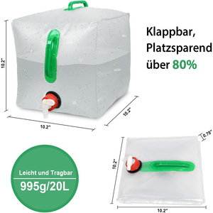 Récipient de stockage d'eau pliable en plastique PVC sans BPA 20L grande cruche de stockage d'eau pour <span class=keywords><strong>kit</strong></span> de survie d'urgence en plein air - Product Image 5