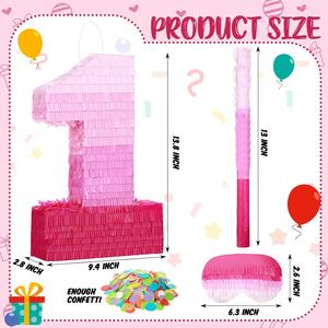 Cumpleaños Baby Shower Aniversario Fiesta Decoraciones Número Piñata Cumpleaños Piñata Gradiente <span class=keywords><strong>Rosa</strong></span> Piñata con Stick Blindfold - Product Image 6