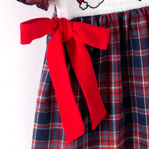 Robe en coton smockée à manches courtes bleue avec broderie de Père Noël et motif écossais pour bébé, enfant en bas âge, fille, hiver, Noël, en stock - Product Image 5