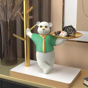 Ours créatif en résine ornement violent porte d'entrée stockage clé Sculpture Art pour maison bureau pour bijoux et pendaison de crémaillère cadeau - Product Image 1