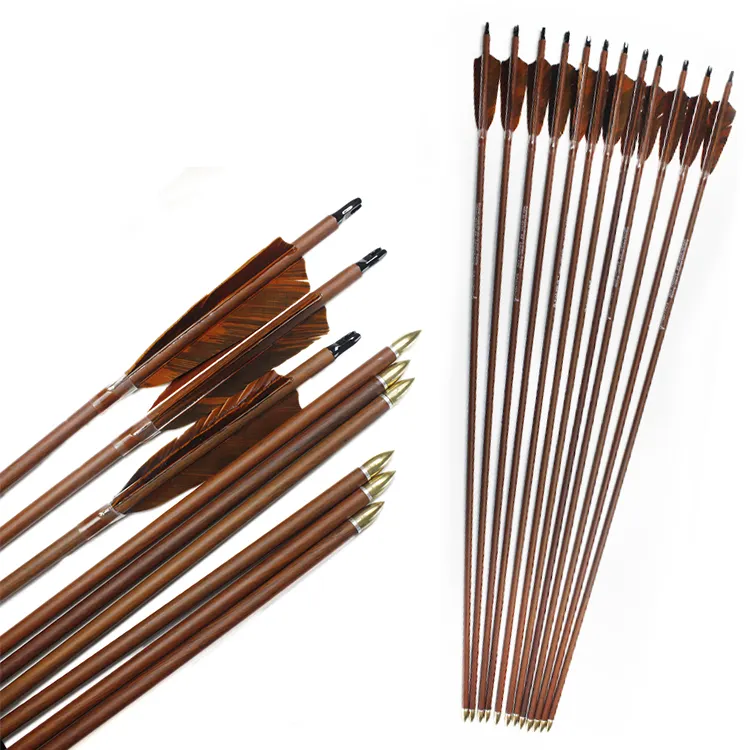 Fibra di carbonio 31 pollici freccia di grano di legno piuma di tacchino per tiro al bersaglio