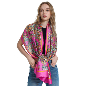 2025 Wholesale Custom Big Women Digital Printing Satin <b>Silk</b> Scarf <b>Shawl</b> Polyester Long Scarf Ladies - Product Image 3
