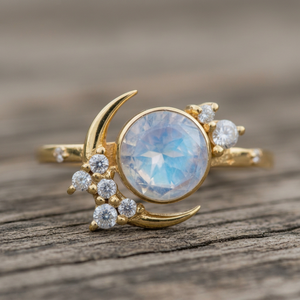 Bague romantique en argent 925 avec opale naturelle et CZ, taille personnalisable pour femme, bijoux de fiançailles, bijouterie Tanya Gems, modèle TG1003R - Product Image 1