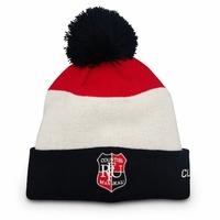 Bonnet tricoté personnalisé à pompon, haute qualité, faible MOQ, plusieurs couleurs, avec badge brodé, polyvalent et chaud pour les voyages en extérieur