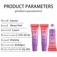 Teinture à lèvres longue tenue Julystarprofessional, imperméable, effet peel-off, texture mate et lisse, gloss à lèvres 8ml*6pcs