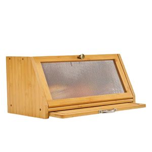 Boîte à pain en bambou avec porte en verre et tiroir pour le rangement de la cuisine - Product Image 5
