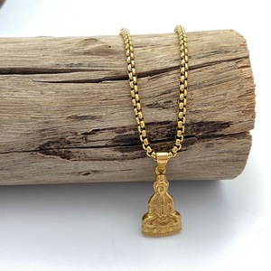 Yunnique – collier avec pendentif Bouddha en or pour hommes et femmes, chaîne de pull à la mode, bijoux cadeau - Product Image 4