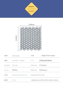 270*310mm <strong>Small</strong> Hexagonal <strong>Mosaic</strong> Ceramic Wall Bathroom Pool <strong>Mosaic</strong> <strong>Tiles</strong> Black and <strong>White</strong> Hexagonal <strong>Tiles</strong> Swimming Pool <strong>Tiles</strong> - Product Image 4
