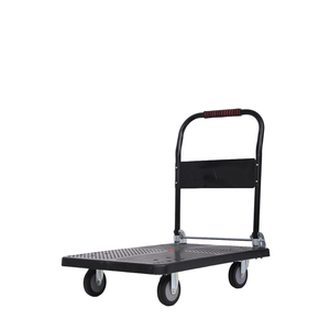 Chariot à roulettes pliable à 4 roues, capacité de charge de 300 kg, plateforme de déplacement en acier et en plastique, chariot à main, OEM pris en charge - Product Image 1