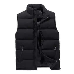 Custom Oem Autumn And Winter Stand Collar Zipper Pocket Winter Jacket Black Quilted Down Puffer Waistcoat Men's Vest