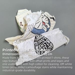 Trapos de Algodón Estampados Blancos para Limpieza Industrial, Caja de 10LB de Trapos de Algodón Blancos Tipo Camiseta - Product Image 2