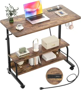 Регулируемый по высоте стоячий стол с розетками 32-дюймовый ручной стоячий стол с полками для хранения небольшой мобильный подвижный компьютер