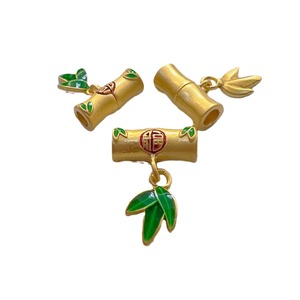 Pendentif traditionnel chinois en bambou, alliage d'or avec symbole de fortune, pour la fabrication de bijoux, cadeau 2024 - Product Image 5