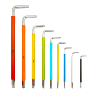 Set di 9 Chiavi Esagonali a Sfera in Acciaio al Cromo Vanadio di Grado Industriale, Codificate a Colori, Metriche e <span class=keywords><strong>Imperiali</strong></span> per Bici e Mobili - Product Image 1