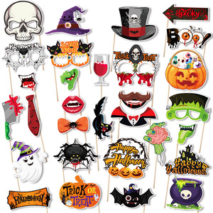 30 Pièces Accessoires de Photobooth Halloween DIY Drôles Effrayants Citrouille Fantôme Lèvres Chapeaux Kit Photobooth Décorations et Fournitures pour Fête d'Halloween - Product Image 3
