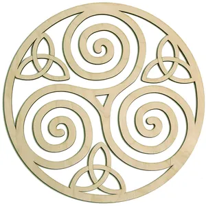 Celtic Knot Wood Wall Art Set Triple Helix & Ornament Irish Symbols Love-Themed Peach Decoration Wall Art
