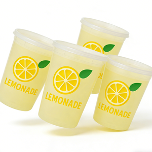 Gobelets en plastique jetables à paroi simple avec logo imprimé UV personnalisé, 12/16/24/32 oz, couvercles en PP de 90 mm de diamètre, pour boissons froides et boissons gazeuses - Product Image 2