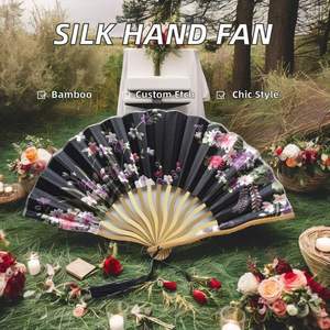 Elegantes Abanicos Plegables de Seda Blanca, Estilo Artístico Folclórico, Regalo de Boda, Material de Bambú con Diseño Pintado y Grabado, Nuevo y Personalizado - Product Image 2