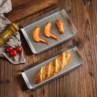 Plateau rectangulaire rétro en acier inoxydable pour café, rangement, barbecue, plat à fondue et vaisselle de barbecue