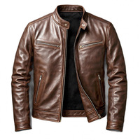 Blouson de moto en cuir PU pour homme, col montant, coupe ajustée, style pilote punk, pour le commerce transfrontalier européen et américain, vente en gros