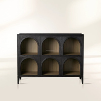 Vitrine de Luxe pour Magasin de Chaussures, Présentoir Arqué en Bois pour Chaussures avec Compartiments Ouverts pour Boutiques, Foyers et Entrées