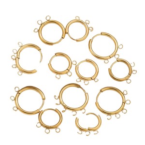 Multi Loop Hoop Earring Connector | 18K PVD Gold Plated Stainless Steel Round Hoops for DIY Charm Earrings Jewelry Making - Product Image 5