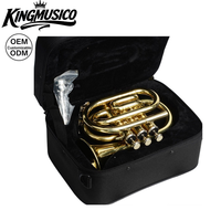 Bb Pocket Trumpet Mini Brass Instrument | Compact Palm Trumpet for Practice, Travel & Beginner Players