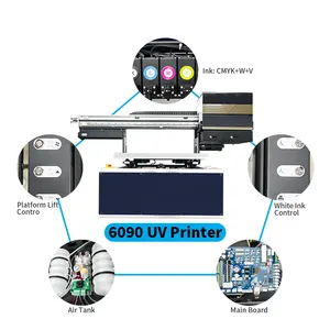 3d-effekt A1 6090 UV-Flatbettdrucker mit 3 Stück xp600-Kopf günstiger Preis Made in China Druckmaschine