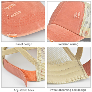 Chapeau queue de cheval de sport casquette de camionneur chapeau logo brodé en 3D pour hommes sur un chapeau Snapback en détresse de haute qualité en plein air - Product Image 2