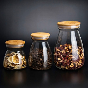 Factory Wholesale Cheap Food Recycle Small Bamboo Candy Large Glass Jar With Wood Lid