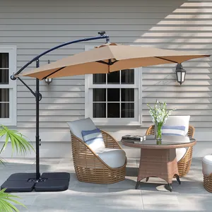 Garden Sunshade Cantilever Led Umbrella Outdoor Solar LED Lighting Parasol Patio Umbrellas