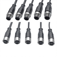 Connecteurs M12 en nylon étanches personnalisés, cordon d'alimentation IP67 2-8P, tête simple soudée à l'extrémité, utilisation intérieure/extérieure