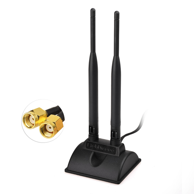 WiFi Antenna RP-SMA Male Connector 2.4GHz 5GHz Dual Band Magnetic Base for PC Desktop Computer PCIe Card WiFi Router