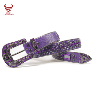Cinturón de Piel de Cocodrilo de Moda con Piedras, Cinturón de Cuero PU con Pedrería, Diseño de Bb <span class=keywords><strong>Simon</strong></span> - Product Image 3