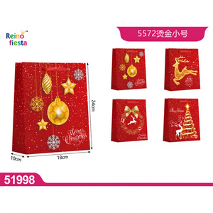 Pequeñas bolsas de regalo rojas de Navidad con diseño de lámina dorada para favores de fiestas navideñas - Product Image 1