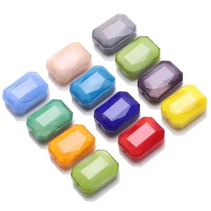 ZHB grosir warna Solid 13x18MM manik-manik kaca persegi panjang untuk membuat perhiasan Mahjong Square manik lampu kristal untuk liontin