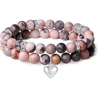 Nouvel ensemble de 2 bracelets d'amitié unisexe faits à la main en forme de cœur de 8 mm pour femme, idéal pour exposition ou cadeau
