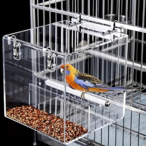 Comedero Automático para Pájaros de Jaula, Recolector de Semillas de Acrílico con Ganchos de Acero Inoxidable - Product Image 6