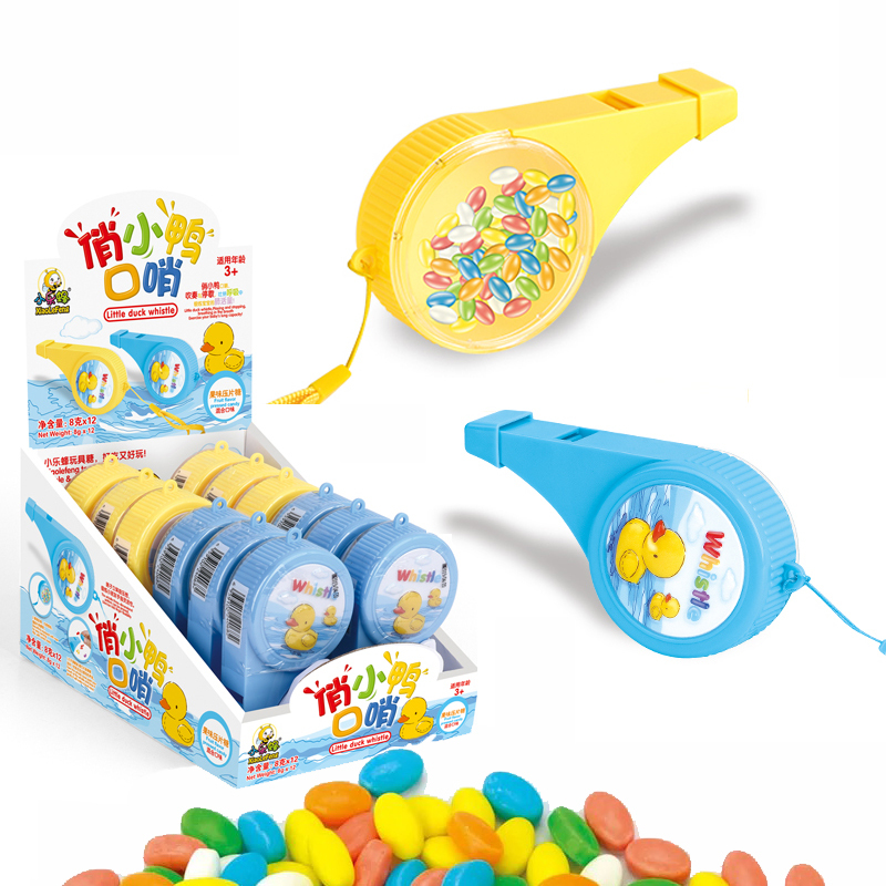 Shantou Juqi Candy Toys Little Duck Plastic Whistle Toy Candies Wholesale Candy