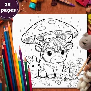 Quaderno <span class=keywords><strong>da</strong></span> <span class=keywords><strong>colorare</strong></span> con mucche delle Highland per adulti e bambini, disegni carini, antistress, regalo perfetto per gli amanti degli animali <span class=keywords><strong>da</strong></span> fattoria - Product Image 2