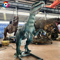 Paire de dinosaures Velociraptor animatroniques réalistes de 3 m, taille réelle, pour exposition en parc à thème ou musée