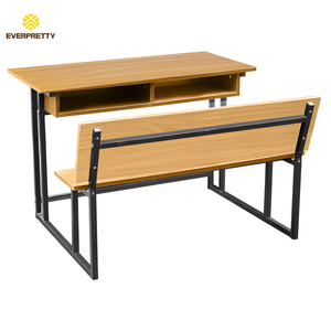 Set di Banchi e Sedie Ergonomici Doppi in Legno per Aule Scolastiche Moderne, Produzione OEM Everpretty - Product Image 4