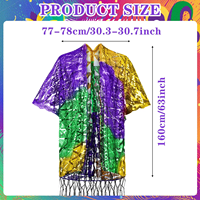Mardi Gras Costume Duster Veste Sequin Cape avec Gland Carnaval Célébration Parade Party Costume Mode Festival Outfit